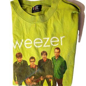 WEEZER Vintage Shirt LG Tee T-Shirt S/S Lime Green